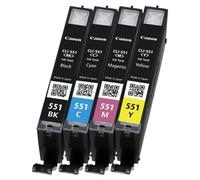 Canon CLI-551 C/M/Y/BK Multipack - Pack de 4 - 7 ml - noir, cyan, magenta, jaune - original - boîte de suspension - réservoir d'encre - pour PIXMA iP7250, iP8750, iX6850, MG5550, MG5650, MG6450...
