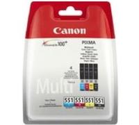 Canon CLI-551 C/M/Y/BK Photo Value Pack - Pack de 4 - 7 ml - noir, jaune, cyan, magenta - original - blister - réservoir d'encre/kit papiers - pour PIXMA iP8750, iX6850, MG5550, MG5650, MG5655, MG6450