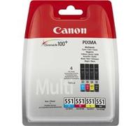 Canon CLI-551 C/M/Y/BK Photo Value Pack - Pack de 4 - 7 ml - noir, jaune, cyan, magenta - original - coque avec sécurité - réservoir d'encre/kit papiers - pour PIXMA iP8750, iX6850, MG5550, MG5650, MG
