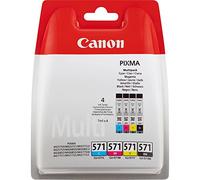Canon CLI-571 C M Y BK Pack de 4 Cartouches (Noir Cyan Magenta Jaune) Certifié (Plastique Obsolète 2018 Sécurisé)
