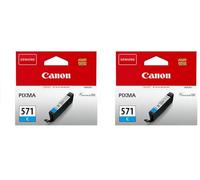 Canon CLI-571 Cartouche C Cyan (Emballage Carton) (Lot de 2)