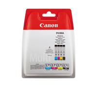 Canon CLI-571 Multipack : 4 Cartouches d'Encre Originales, Noir Pigmenté 7ml + Cyan/Magenta/Jaune Dye 7ml, Jet d'Encre, Rendement 349 Pages Noir, Pixma MG575x/MG685x/MG775x
