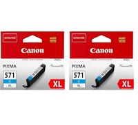 Canon CLI-571XL Cartouche C Cyan XL (Emballage Carton) (Lot de 2)