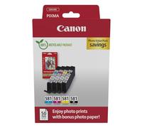 Canon + 10x15 cm Fotopapier 50 Blatt Value Pack Noir(e) / Cyan / Magenta / Jaune Original CLI-581