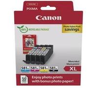 Canon CLI-581XL C/M/Y/BK Photo Value Pack - Pack de 4 - 8.3 ml - XL - noir, jaune, cyan, magenta - original - boîte - réservoir d'encre/kit papiers - pour PIXMA TS6251, TS6350, TS6351, TS705, TS8252,