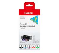 Canon Cartouches d'encre CLI-8 Multipack 13 ml – Noir/Cyan/Magenta/Rouge/Vert – Original