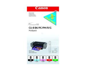 Canon CLI Value Pack 8 Multipack - noir, cyan, magenta, rouge, vert réservoir d'encre - 0620B027