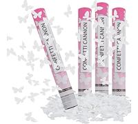 Canon Confettis Papillon, RosyFate 4 x Canon à Confettis Mariage 40cm, Portée 6-10Mètres, Bombe Confettis, Party Popper pour Mariage, Proposition, Saint Valentin, Confession (Blanc)