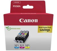 Pack 3 cartouches d'encre CANON CLI-521 C/M/Y - CYAN/MAGENTA/JAUNE