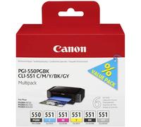 Canon Multipack de 6 cartouches d'encre PGI-550/CLI-551 PGBK/C/M/Y/BK/GY