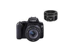 Canon EOS 250D (24, 1 mégapixel, écran à angle variable de 7,7 cm (3"), capteur APS-C, 4K, Full HD, DIGIC 8, WLAN, Bluetooth), noir, avec EF-S 18-55 mm f/4-5.6 IS STM, noir, EF 50 mm f/1.8 STM