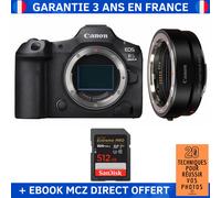 Canon EOS R5 Mark II + EF-EOS R + 1 SanDisk 512GB Extreme PRO UHS-II SDXC 300 MB/s + Ebook '20 Techniques pour Réussir vos Photos' - Appareil Photo Hybride Canon