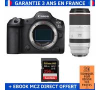 Canon EOS R5 Mark II + RF 100-500mm f/4.5-7.1 L IS USM + 1 SanDisk 256GB Extreme PRO UHS-II SDXC 300 MB/s + Ebook '20 Techniques pour Réussir vos Photos' - Appareil Photo Hybride Canon