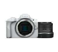 Canon EOS R50, White + RF-S 18-45mm F4.5-6.3 IS STM Kit MILC 24,2 MP CMOS 6000 x 4000 pixels Blanc