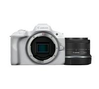 Canon EOS R50, White + RF-S 18-45mm F4.5-6.3 IS STM Kit MILC 24,2 MP CMOS 6000 x 4000 pixels Blanc