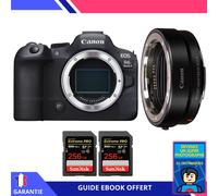 Canon EOS R6 Mark II + EF-EOS R + 2 SanDisk 256GB Extreme PRO UHS-II SDXC 300 MB/s + Ebook 'Devenez Un Super Photographe' - Appareil Photo Canon