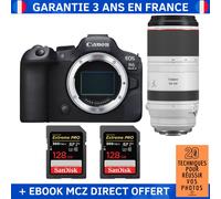 Canon EOS R6 Mark II + RF 100-500mm f/4.5-7.1 L IS USM + 2 SanDisk 128GB Extreme PRO UHS-II SDXC 300 MB/s + Ebook '20 Techniques pour Réussir vos Photos' - Appareil Photo Hybride