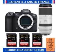 Canon EOS R6 Mark II + RF 100-500mm f/4.5-7.1 L IS USM + 3 SanDisk 64GB Extreme PRO UHS-II SDXC 300 MB/s + Ebook '20 Techniques pour Réussir vos Photos' - Appareil Photo Hybride