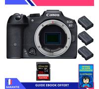 Canon EOS R7 + 1 SanDisk 128GB Extreme PRO UHS-II SDXC 300 MB/s + 3 Canon LP-E6NH + Ebook 'Devenez Un Super Photographe' - Hybride Canon