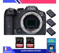 Canon EOS R7 + 2 SanDisk 128GB Extreme PRO UHS-II SDXC 300 MB/s + 3 Canon LP-E6NH + Ebook 'Devenez Un Super Photographe' - Hybride Canon