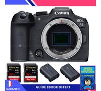 Canon EOS R7 + 2 SanDisk 32GB Extreme PRO UHS-II SDXC 300 MB/s + 2 Canon LP-E6NH + Ebook 'Devenez Un Super Photographe' - Hybride Canon