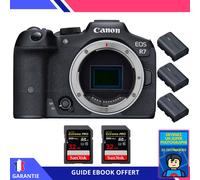 Canon EOS R7 + 2 SanDisk 32GB Extreme PRO UHS-II SDXC 300 MB/s + 3 Canon LP-E6NH + Ebook 'Devenez Un Super Photographe' - Hybride Canon
