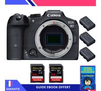 Canon EOS R7 + 2 SanDisk 64GB Extreme PRO UHS-II SDXC 300 MB/s + 3 Canon LP-E6NH + Ebook 'Devenez Un Super Photographe' - Hybride Canon