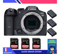 Canon EOS R7 + 3 SanDisk 64GB Extreme PRO UHS-II SDXC 300 MB/s + 3 Canon LP-E6NH + Ebook 'Devenez Un Super Photographe' - Hybride Canon