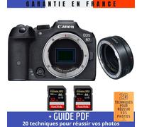 Canon EOS R7 + EF-EOS R + 2 SanDisk 32GB Extreme PRO UHS-II SDXC 300 MB/s + Guide PDF ""20 techniques pour r?ussir vos photos