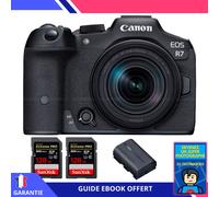 Canon EOS R7 + RF-S 18-150mm STM + 2 SanDisk 128GB Extreme PRO UHS-II SDXC 300 MB/s + 1 Canon LP-E6NH + Ebook 'Devenez Un Super Photographe' - Hybride Canon