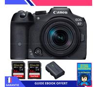 Canon EOS R7 + RF-S 18-150mm STM + 2 SanDisk 64GB Extreme PRO UHS-II SDXC 300 MB/s + 1 Canon LP-E6NH + Ebook 'Devenez Un Super Photographe' - Hybride Canon