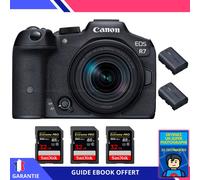 Canon EOS R7 + RF-S 18-150mm STM + 3 SanDisk 32GB Extreme PRO UHS-II SDXC 300 MB/s + 2 Canon LP-E6NH + Ebook 'Devenez Un Super Photographe' - Hybride Canon