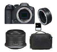 CANON EOS R7 + RF-S 18-45mm F4.5-6.3 IS STM + Sac + Carte SD 8 Go + Bague EF-EOS R