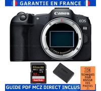 Canon EOS R8 + 1 SanDisk 32GB Extreme PRO UHS-II SDXC 300 MB/s + 1 Canon LP-E17 + Guide PDF MCZ DIRECT '20 TECHNIQUES POUR RÉUSSIR VOS PHOTOS