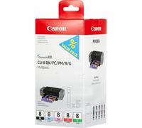 Canon Cartouches d'encre CLI-8 Multipack 13 ml – Noir/Cyan/Magenta/Rouge/Vert – Original