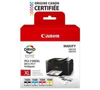Canon Multipack de cartouches d'encre noire/cyan/magenta/jaune haut rendement PGI-1500XL