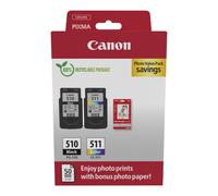 Canon Pack photo PG-510/CL-511 – 2 cartouches + papier photo brillant 50 feuilles 100 x 150 mm