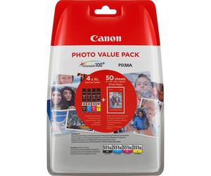 Canon Pack économique de papiers photo CLI-551XL BK/C/M/Y à haut rendement
