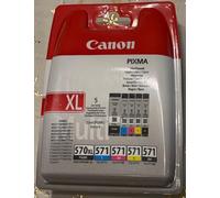 Canon Cartouches d'encre originales PGI-570XL/CLI-571 PGBK Noir Cyan Magenta Jaune + Noir XL Pack 5