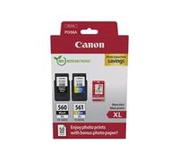 Pack de 2 cartouches Canon PG560XL et CL561XL Noir et couleur + 50 feuilles papier photo 10 x 15 cm