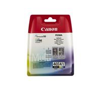 Canon PG-40 / CL-41 Multi Pack - Pack de 2 - noir, couleur (cyan, magenta, jaune) - original - réservoir d'encre - pour FAX JX210; PIXMA iP1800, iP1900, iP2600, MP140, MP190, MP210, MP220, MP470, MX30