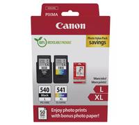 Canon PG-540L / CL-541XL Photo Value Pack - Cartouche d'encre authentique 5224B012 - Pack de 2 (Noir + Couleur) + Papier Photo 10 x 15 cm (50 feuilles)