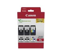 Canon Cartouches d'encre PG-560XL et CL-561XL – 2x Noir XL + 1x Couleur XL – Pack de 3