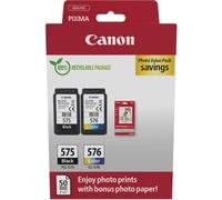 Canon PG-575/CL-576 Pack de 2 Cartouches d'Encre Originales + 50 Feuilles de Papier Photo - 5438C004