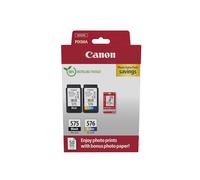 Canon PG-575 CL-576 Photo Pack - 2 cartouches (1x Noir 1x Couleur) Certifié Canon + 50 feuilles Papier Photo Canon 10x15cm (Emballage Carton Sécurisé)