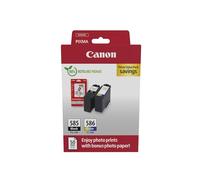 Canon PG-585 / CL-586 Genuine Ink Cartridges, Pack of 2 (1x Black, 1x Colour), Includes 50 Sheets of 4x6 Photo Paper - Compatible with PIXMA TS7650i / TS7750i