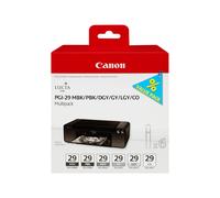 Canon PGI-29 Cartouches MBK/PBK/DGY/GY/LGY/CO Multipack Noire Mat, Photo Noir, Gris Foncé, Gris, Gris Clair, Chroma Optimizer (Multipack plastique)