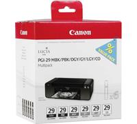 Canon PGI-29 MBK/PBK/DGY/GY/LGY/CO Multipack - pack de 6 - 36 ml - gris, gris clair, gris foncé, noir mat, noir photo, optimiseur de chrominance - d'origine - réservoir d'encre