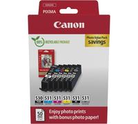 Canon PGI-530/CLI-531 PGBK/C/M/Y/BK/GY Photo Value Pack - Pack de 6 - noir pigmenté, noir, cyan, magenta, jaune, gris - original - boîte de suspension - jeu de papier / cartouche d'encre