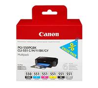 Canon Multipack de 6 cartouches d'encre PGI-550/CLI-551 PGBK/C/M/Y/BK/GY